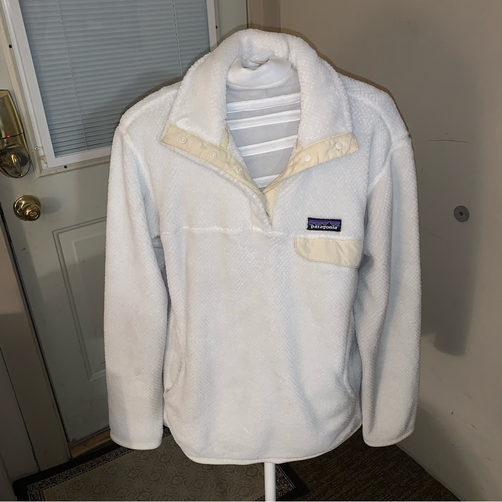 PATAGONIA Re-Tool white snap T fleece pullover size L